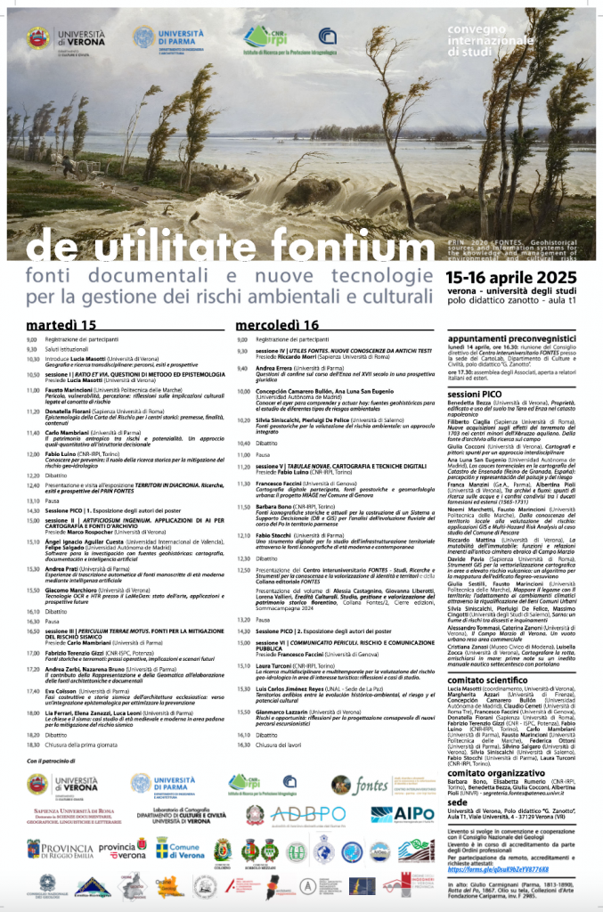 CONVEGNO DE UTILITATE FONTIUM 15-16 aprile, Università di Verona